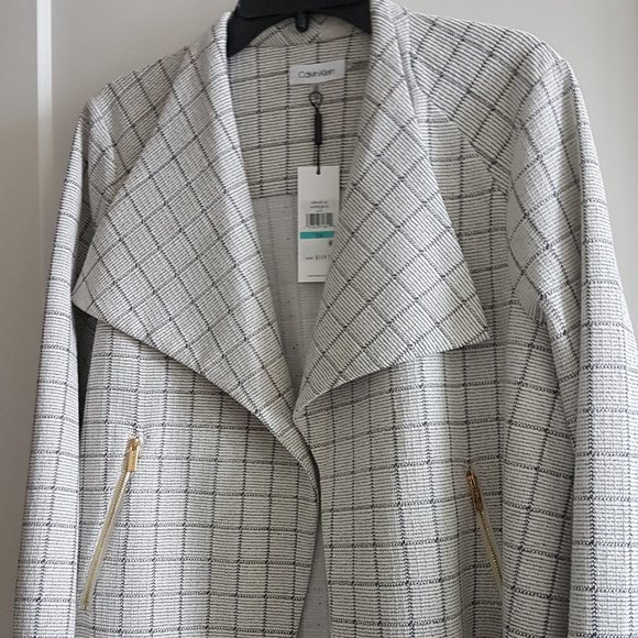 NWT Calvin Klein Flyaway Lightweight Checked Pattern Jacket Sz 0X - Picture 1 of 3